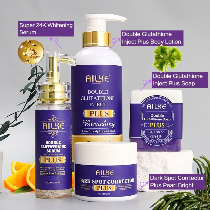 2024 Organic Glowing Double Glutathione 4K Plus Vegan Face Cream Brightening Beauty Products Whitening Skin Care Set (New)