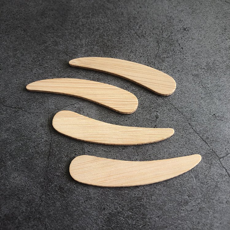 Wholesale Cosmetic Face Cream Small Spoons Flat Scoop Mini Makeup Bamboo Wooden Cosmetic Spatulas