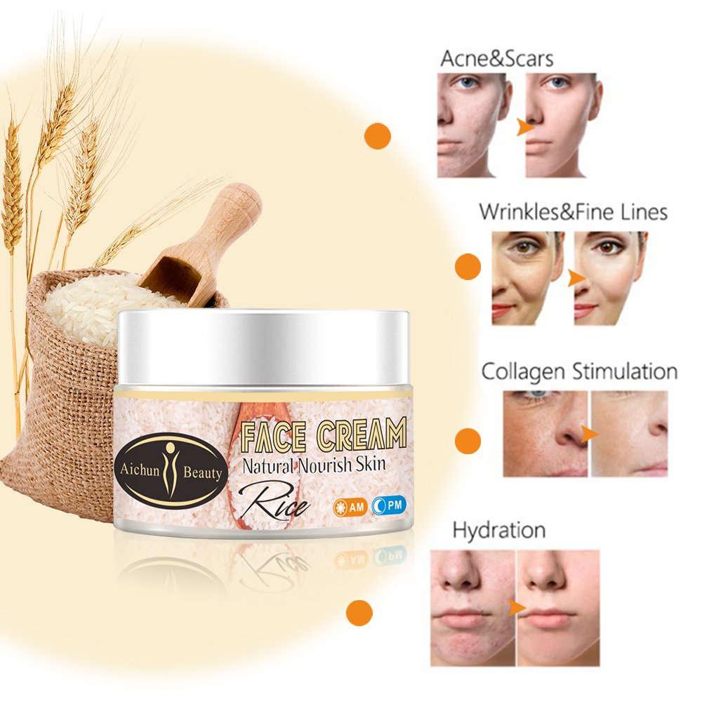 Aichun Beauty 50ml Collagen Rice Face Cream Smoothing Wrinkle Fine Line Removal Loose Skin Tightening Facial Cream