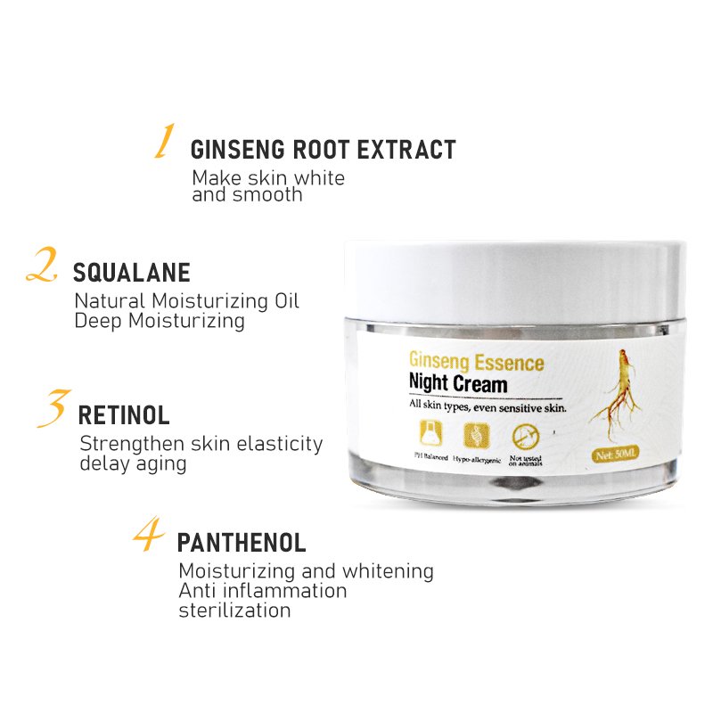oem odm service wholesale ginseng essence night face cream anti aging whitening lifting moisturizing personal care spa salon