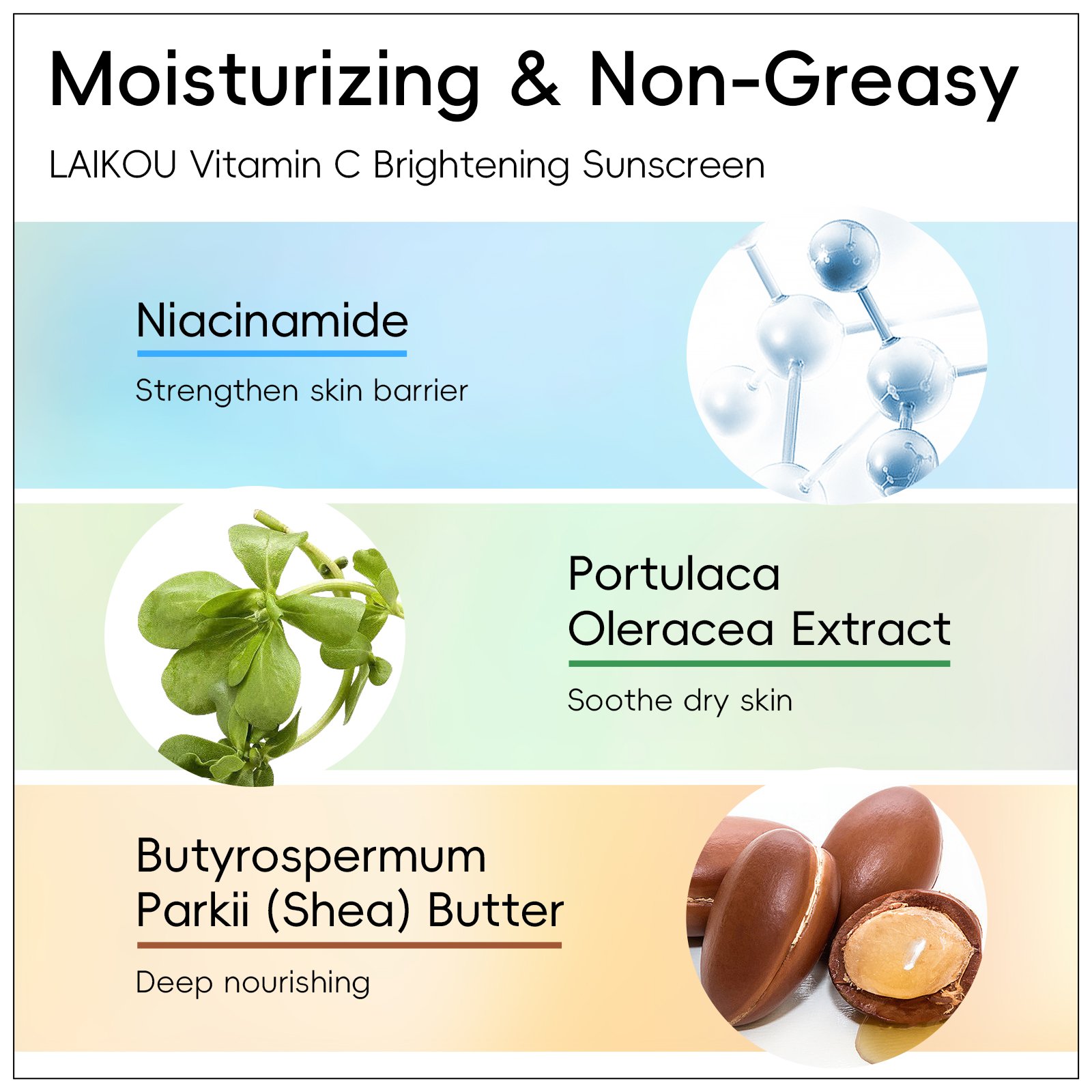 LAIKOU Vitamin C Brightening Sunscreen Sunblock SPF 50 PA+++ For Face Body Daily Life Beach On The Go Cream
