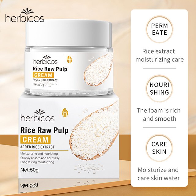 Herbicos popular Whitening Nourishes Face Cream Shrinks Pores Long Lasting Moisturizing Rice Raw Pulp Cream