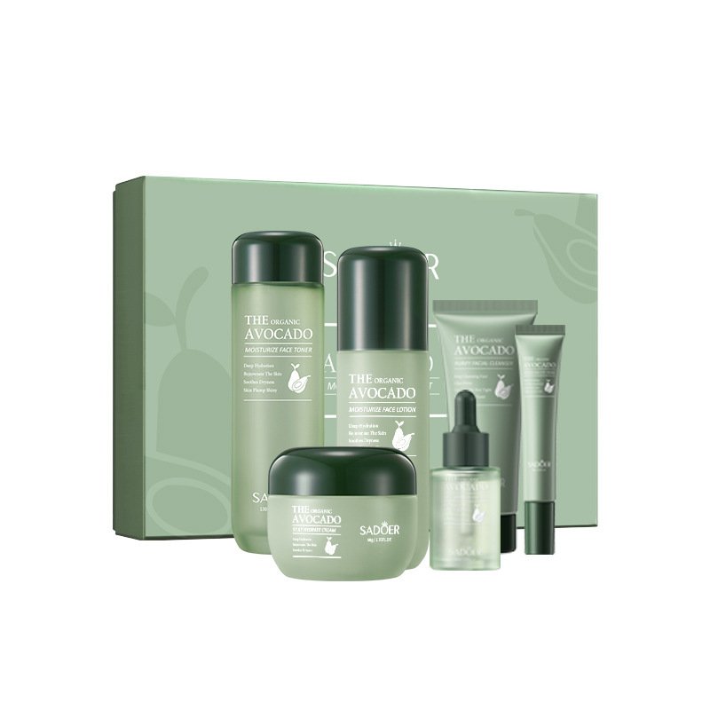 OEM 6pcs/set Avocado Skin Care Sets Face Cream Essence Toner Serum Facial Cleanser Moisturizing Nourishing Face Care Set