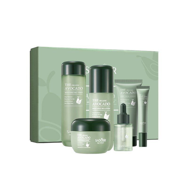 OEM 6pcs/set Avocado Skin Care Sets Face Cream Essence Toner Serum Facial Cleanser Moisturizing Nourishing Face Care Set