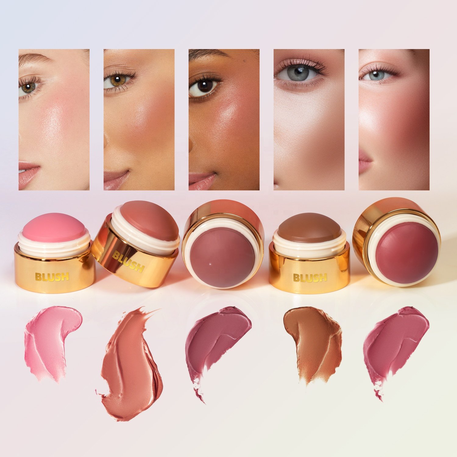 OEM&ODM Ultra-Luxe INS Style Contour&Blush Balm Vegan Multi-Use Face Maquillaje Golden Shimmer Creamy Blush Stick