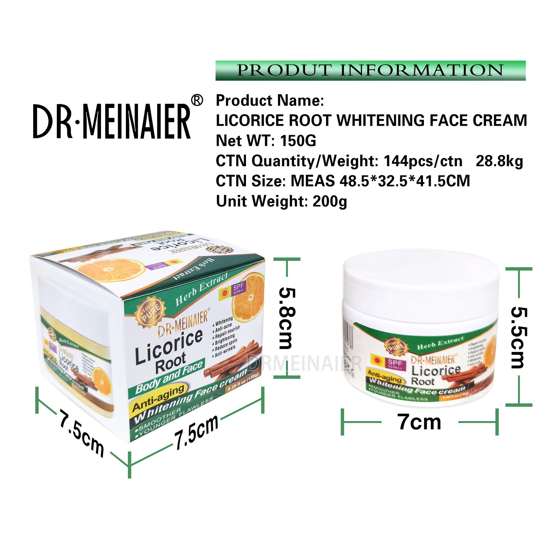wholesale Licorice Vitamin C Whitening Face Cream Moisturizing Brightening Skin Care SPF 50 Anti Wrinkle Nourishing Body Cream