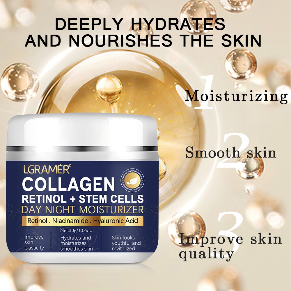 Deep Moisturizer with Airless Pump Botanical Stem Cells Collagen Retinol Cream Day & Night Cream for Skin Anti-Aging