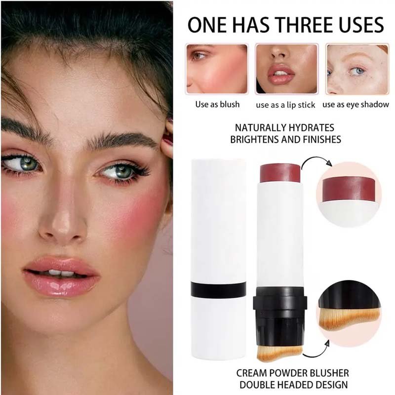 Oem Single High Pigment Blusher And Cheek Blush On Stick With Brush Luxury Natural Make Up Vegan Cream Blush