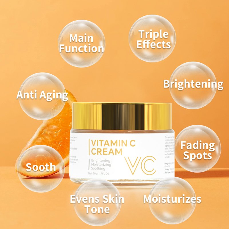 Private Label OEM Natural Organic Anti Aging Moisturizing Dark Spot Remover Whitening Bleaching Lightening Vitamin C Face Cream