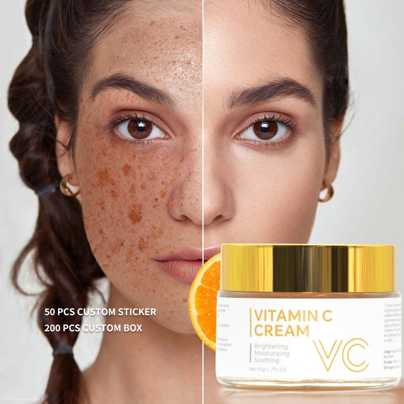 Private Label OEM Natural Organic Anti Aging Moisturizing Dark Spot Remover Whitening Bleaching Lightening Vitamin C Face Cream