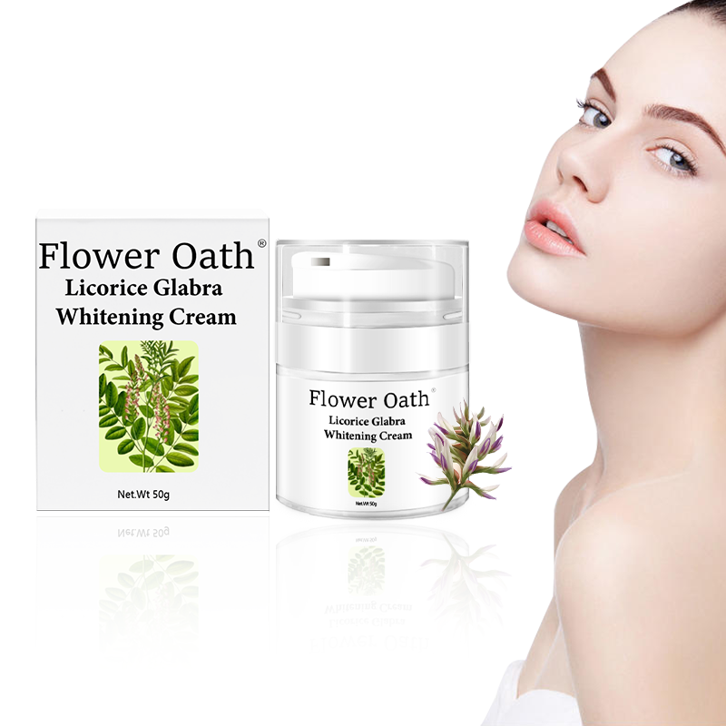 Flower Oath Wholesales Custom Dark Spot Removal Herbal Licorice Root Whitening Cream Lightening Whitening Freckle Face Cream