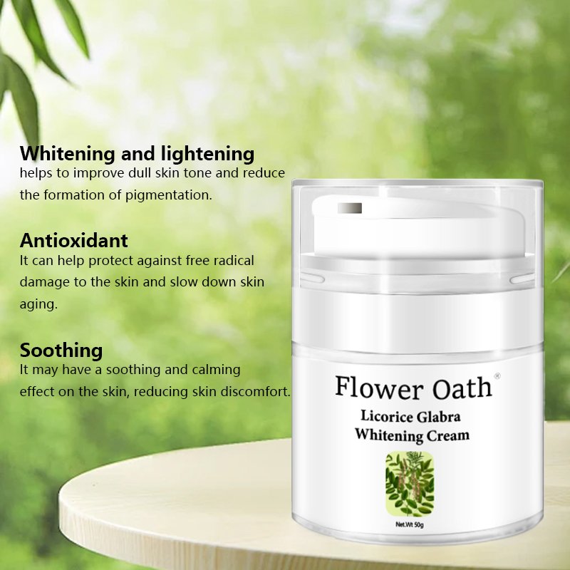 Flower Oath Wholesales Custom Dark Spot Removal Herbal Licorice Root Whitening Cream Lightening Whitening Freckle Face Cream
