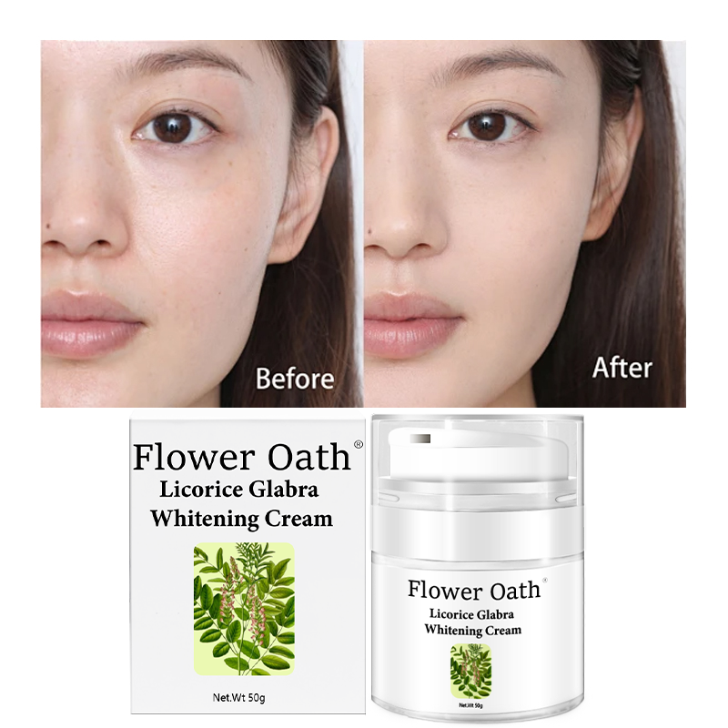 Flower Oath Wholesales Custom Dark Spot Removal Herbal Licorice Root Whitening Cream Lightening Whitening Freckle Face Cream