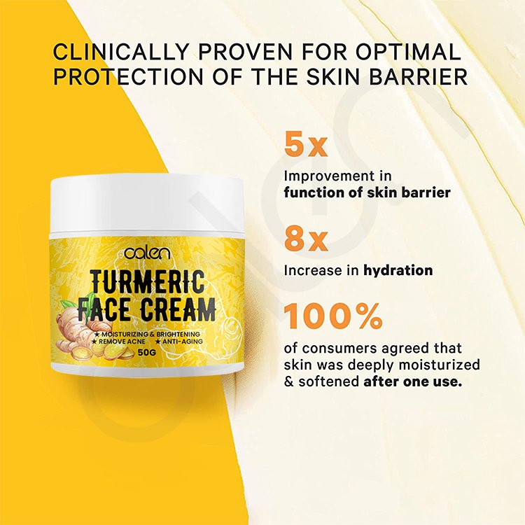 Oalen Wholesale ODM OEM 100% Natural Acne Treatment Whitening Anti-aging Turmeric Face Cream