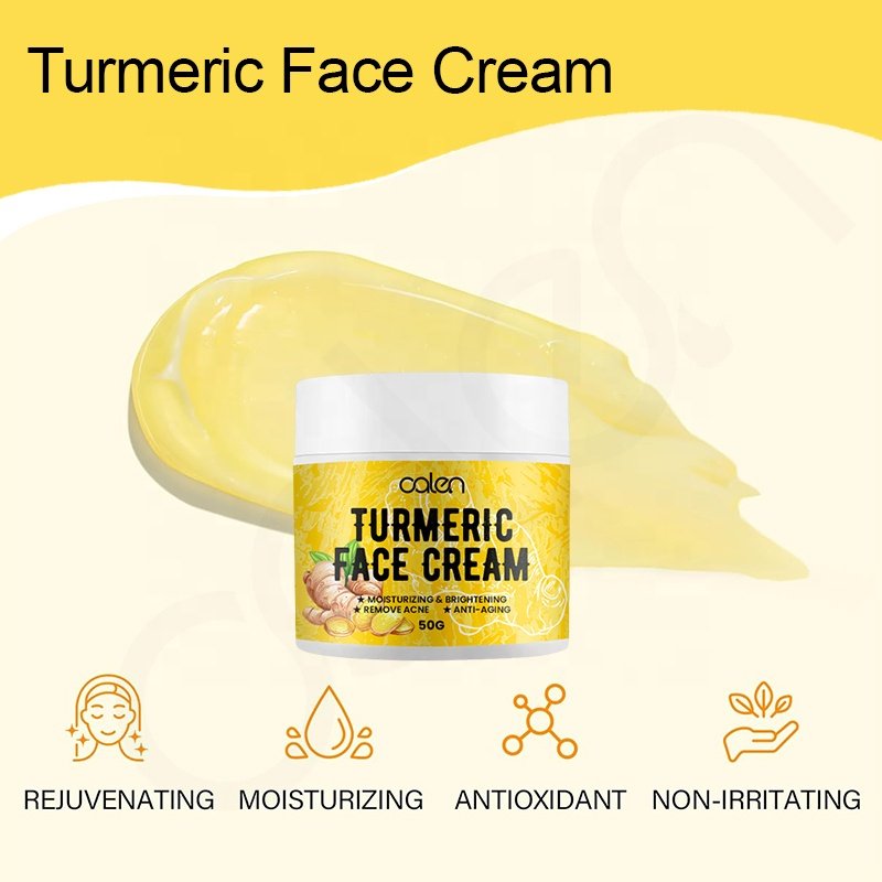 Oalen Wholesale ODM OEM 100% Natural Acne Treatment Whitening Anti-aging Turmeric Face Cream