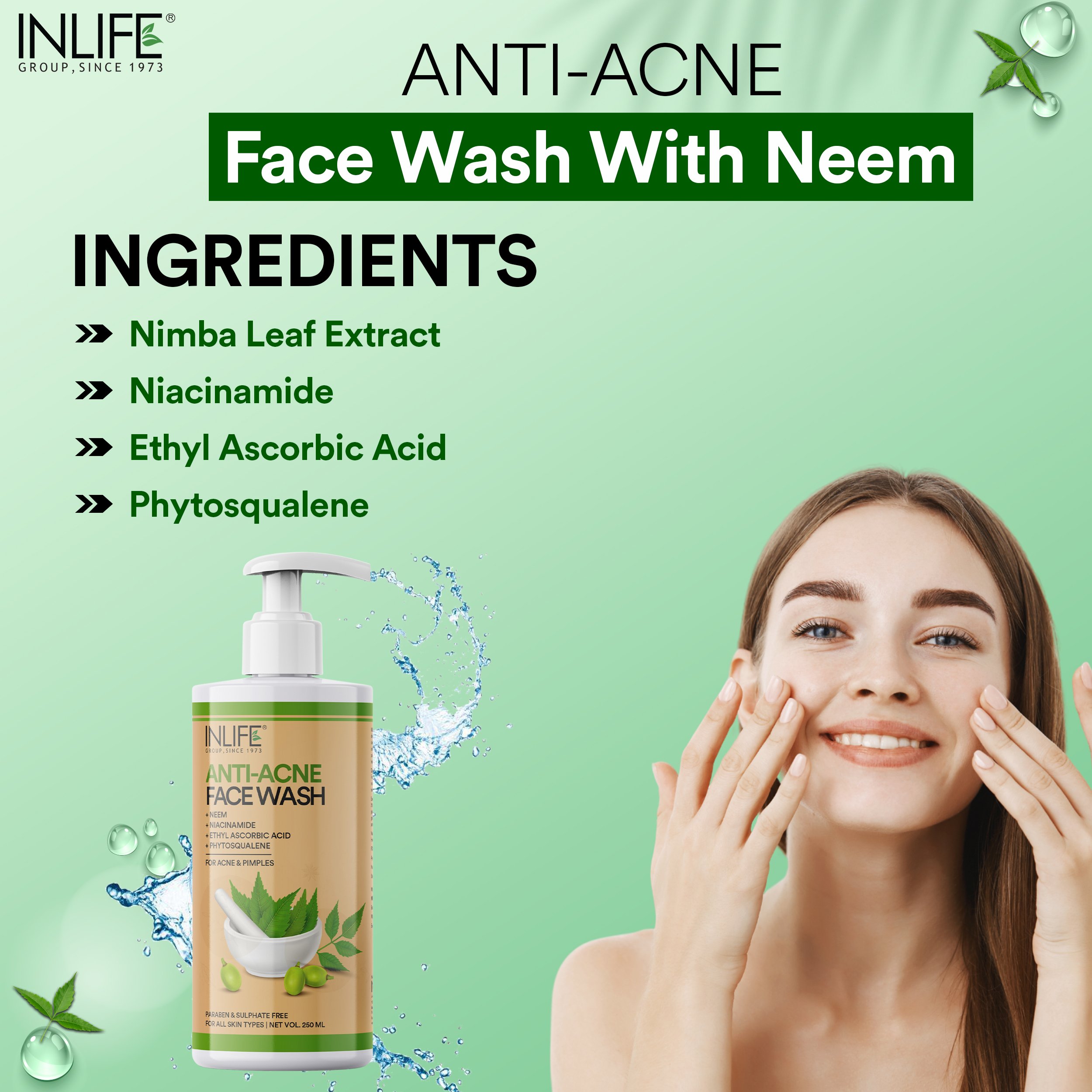 Inlife Hot sale Clear Confidence Neem Face Cleanser for Blemish-Free Skin