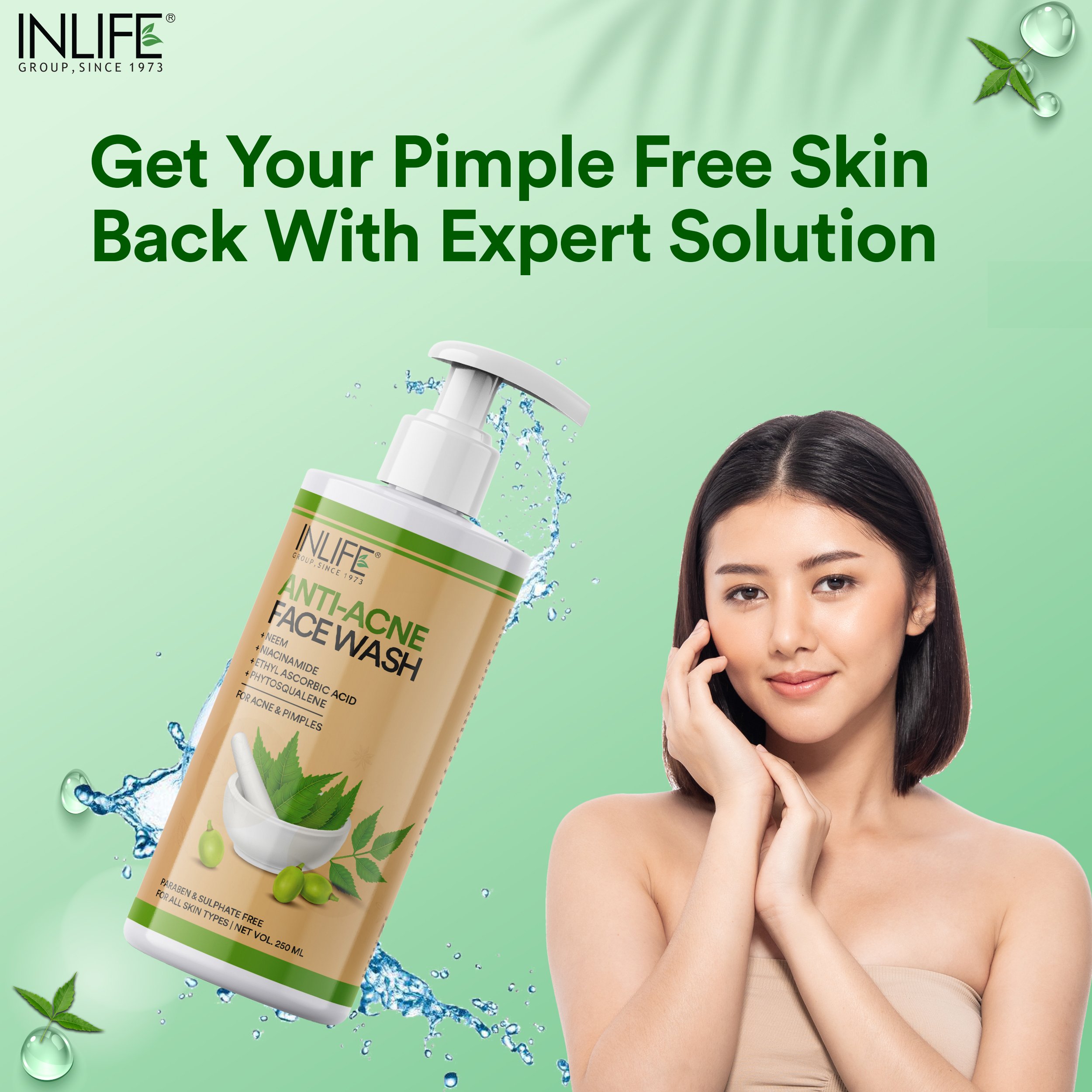 Inlife Hot sale Clear Confidence Neem Face Cleanser for Blemish-Free Skin
