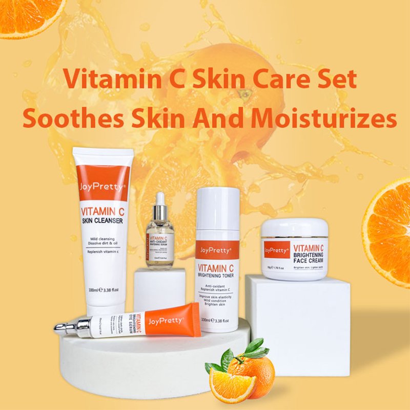 Vitamin C Skin Care Set Black Dark spot Remover Whitening Serum Face Moisturizer Cream Collagen Organic To Lighten The Skin