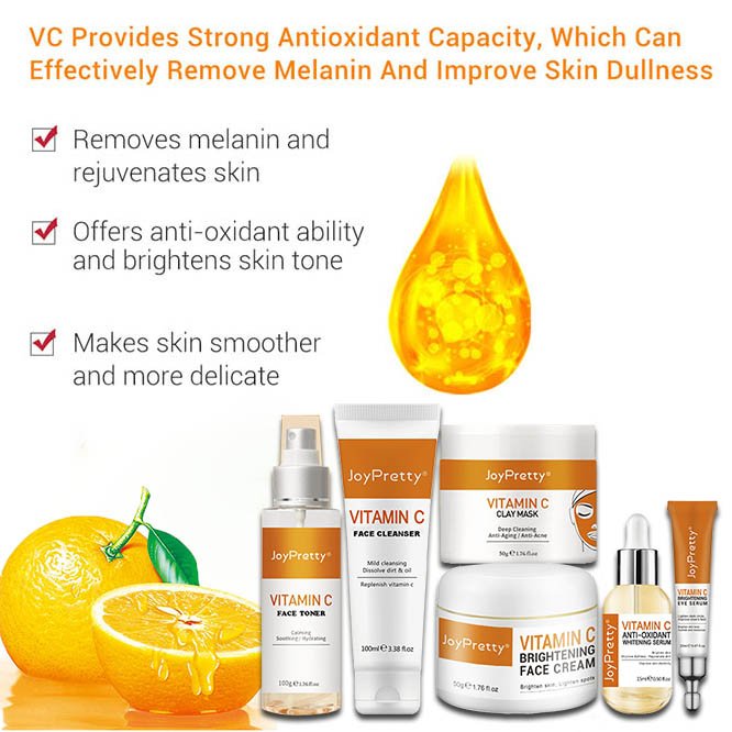 Vitamin C Skin Care Set Black Dark spot Remover Whitening Serum Face Moisturizer Cream Collagen Organic To Lighten The Skin