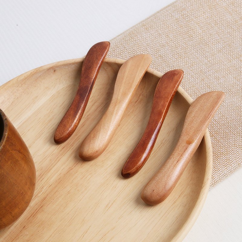 JDK 1PC Eco-Friendly Wood Facial Mask Brush Short Handle Face Cream Spatula
