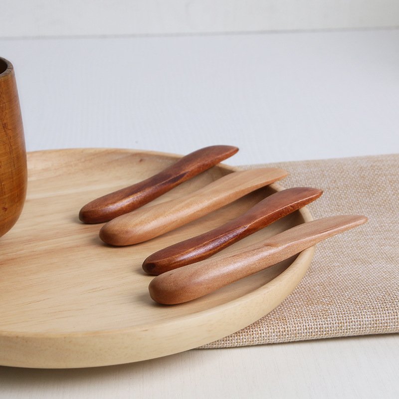 JDK 1PC Eco-Friendly Wood Facial Mask Brush Short Handle Face Cream Spatula