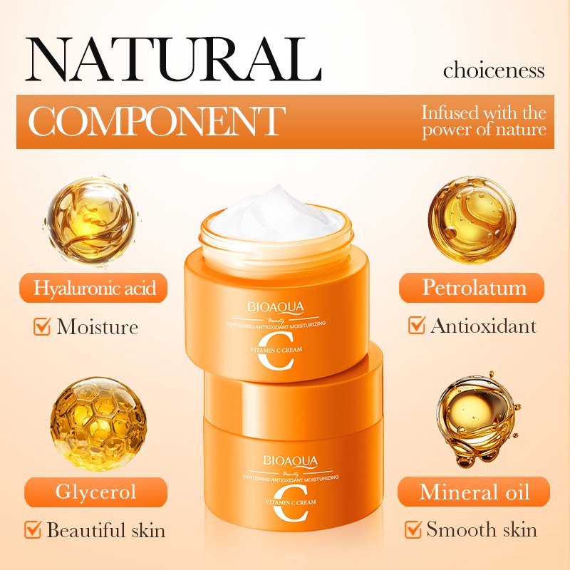 SADOER BIOAQUA Vitamin C Bright White Creams Coconut Oil Himalayan Pink Salt Nourish Moisturizing Anti-Aging Wrinkle Face Cream