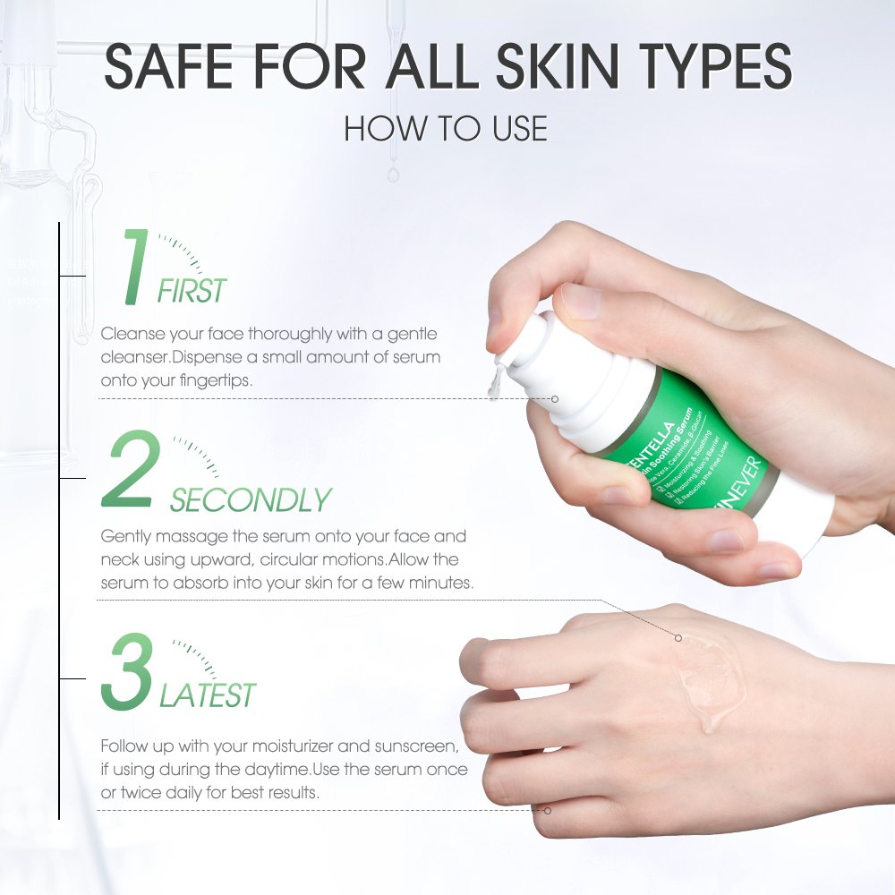 SKINEVER Centella Face Serum Gold-Infused Aloe Vera Gel Skin Soothing Barrier Restoring Whitening Feature Reduction Fine Lines