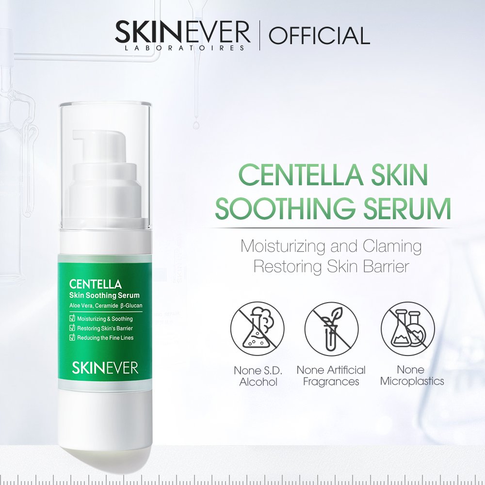 SKINEVER Centella Face Serum Gold-Infused Aloe Vera Gel Skin Soothing Barrier Restoring Whitening Feature Reduction Fine Lines