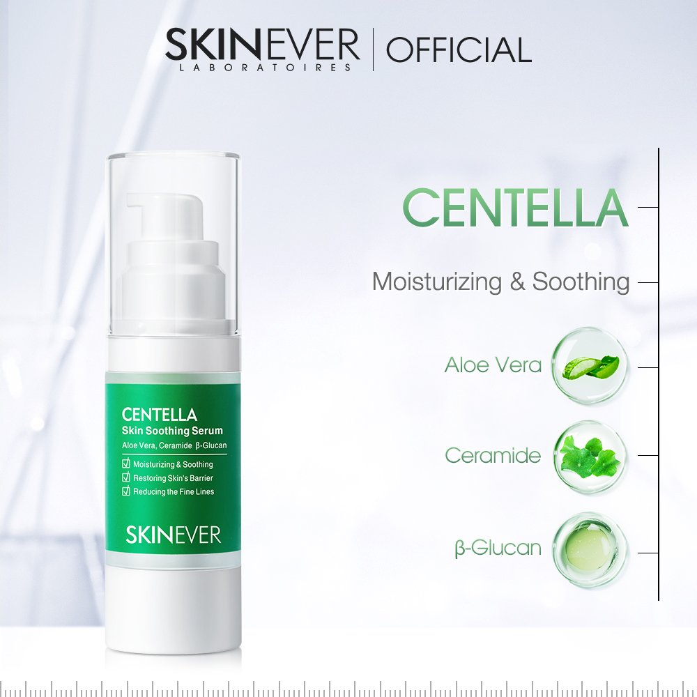 SKINEVER Centella Face Serum Gold-Infused Aloe Vera Gel Skin Soothing Barrier Restoring Whitening Feature Reduction Fine Lines