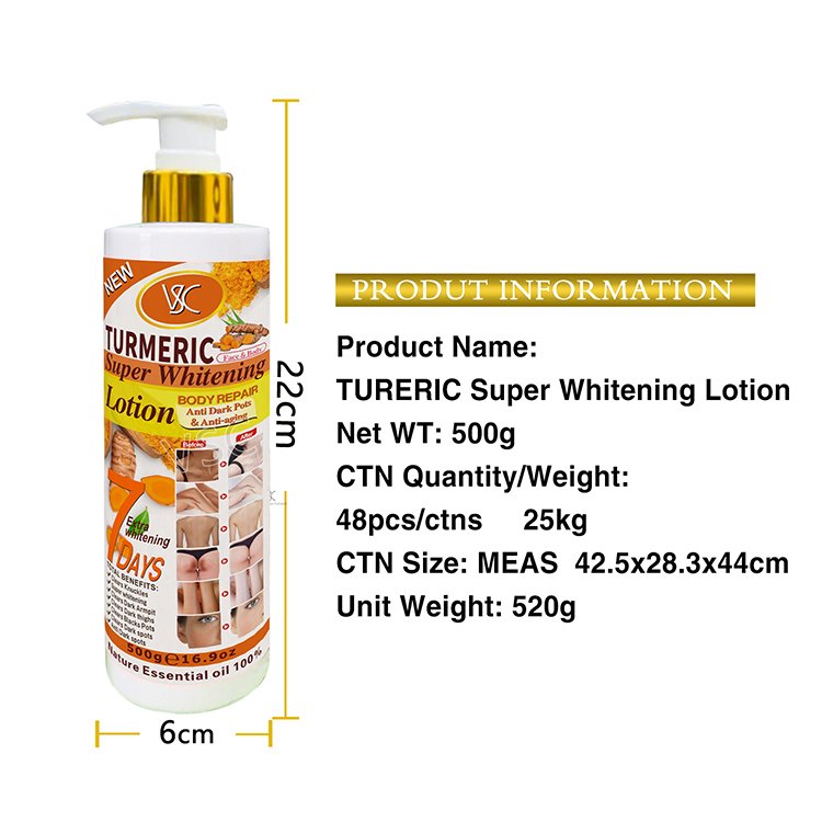 Super Whitening 500ml Removing Dark Spots Natural Face & Body Cream Brightening Bleaching Lotion Skin Care Turmeric Body Lotion