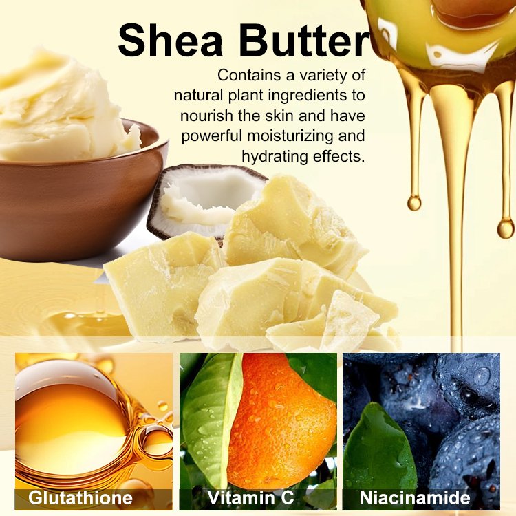 Shea Butter Vegan Body Lotion Face Cream Serum Oil Soap Gluta Rejuvenating Refresh Dry Skin Whitening Anti Aging Skin Care Set