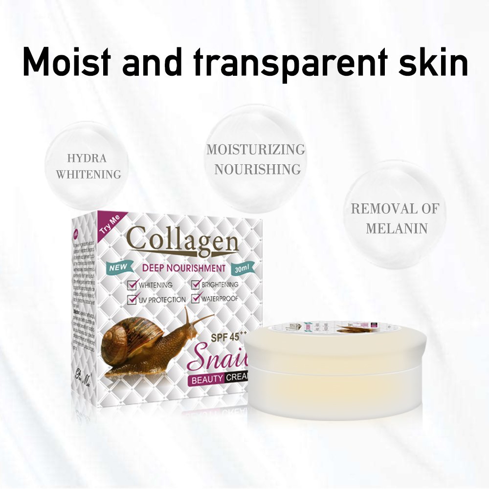 Snail & Collagen Spf 45 Waterproof Brighten Dark Spot Remover Whitening Skin Care Moisturizer Face Cream
