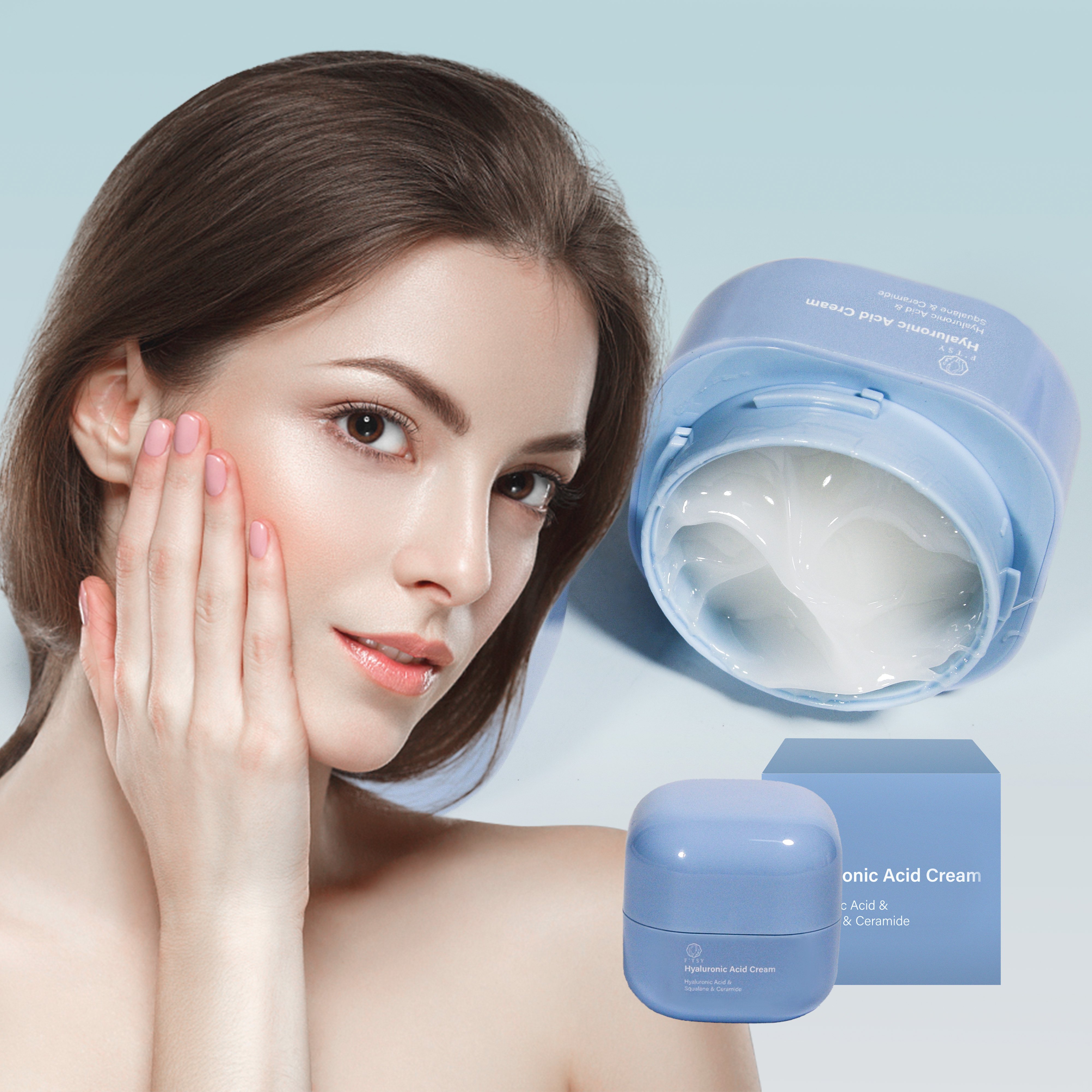 Private Label Moisturizer Hyaluronic Acid Cream Smooth Skin Anti-Aging Day and Night Face Cream