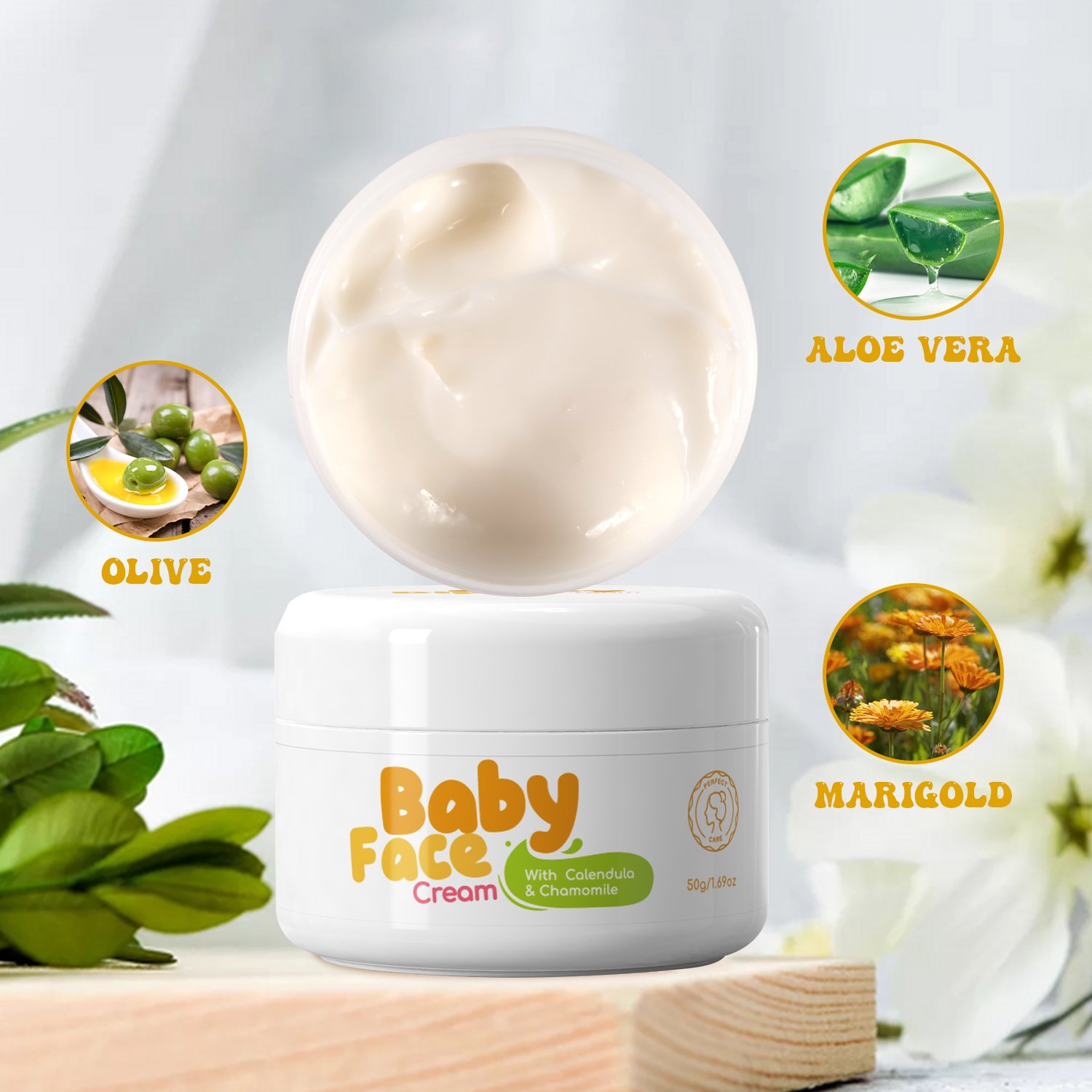 Private Label Baby Skin Care Face Cream Manufacturers Moisturizing Cream Natural Organic Kids Calendula Chamomile Baby Cream