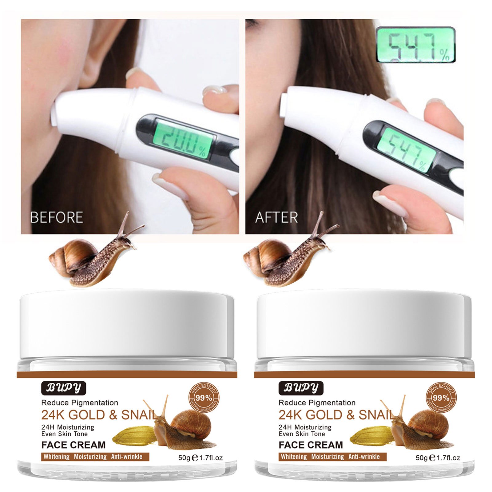 Hot Sell 24K snail cream Anti Redness and Aging Face Cream 50g