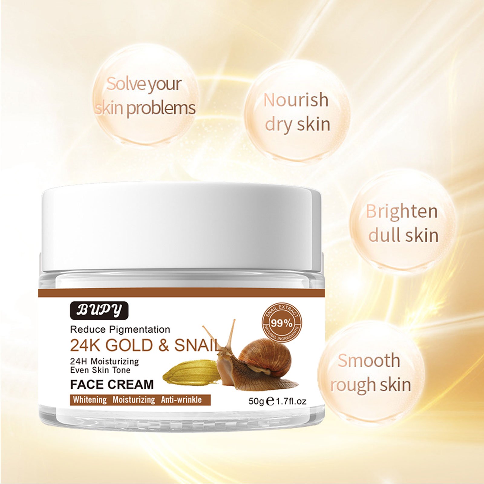 Hot Sell 24K snail cream Anti Redness and Aging Face Cream 50g