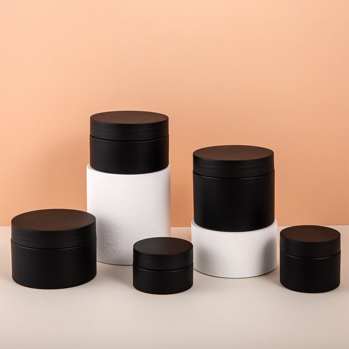 Empty Glossy matte black dark cosmetic face cream jar with lid 50ml 100ml 150ml Jar Plastic body cream Jar