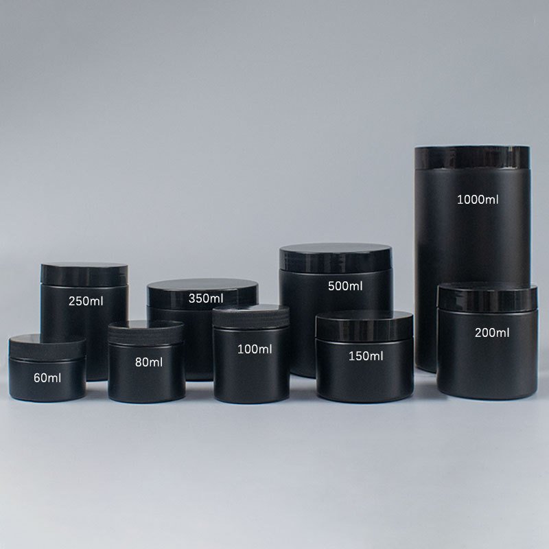 Empty Glossy matte black dark cosmetic face cream jar with lid 50ml 100ml 150ml Jar Plastic body cream Jar