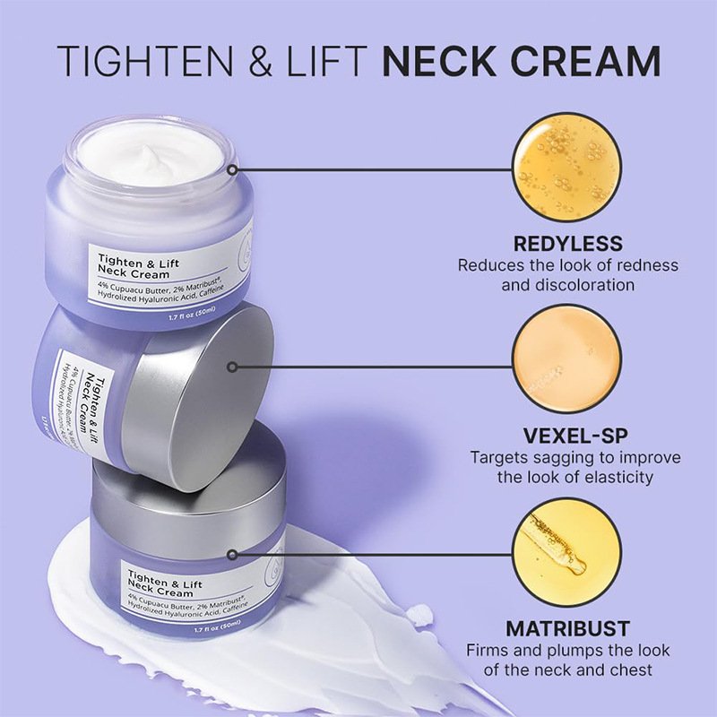 Neck Firming Cream, Anti-Wrinkle Moisturizing Neck Cream, Smooths and Firms Skin, Helps Reduce Fine Lines and Wrinkles (1.7 oz)