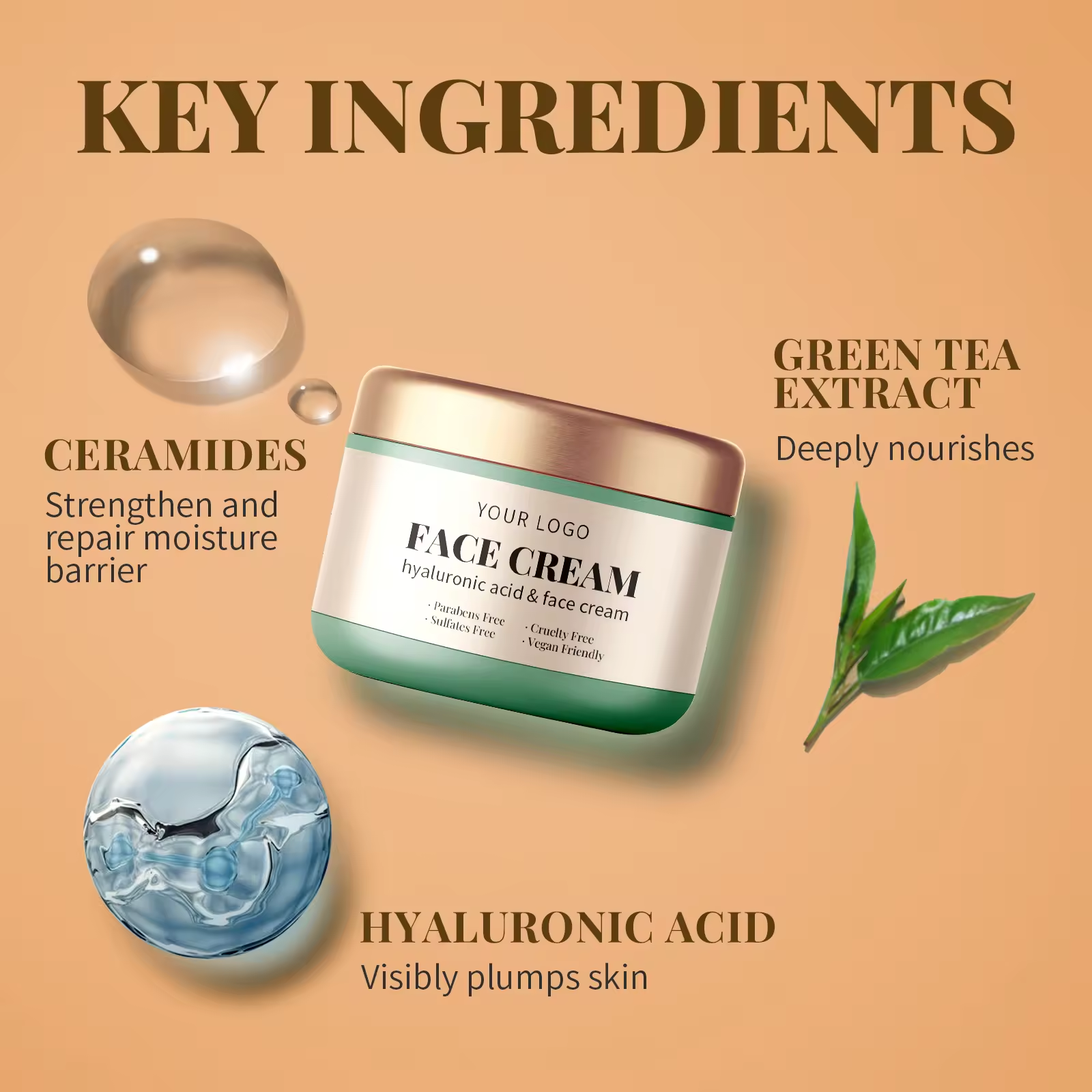 Private-Label Cosmetics Clear Luminous White Brightening Face Cream Collagen Aloe Vera Original Factory Best Glowing Skin Cream