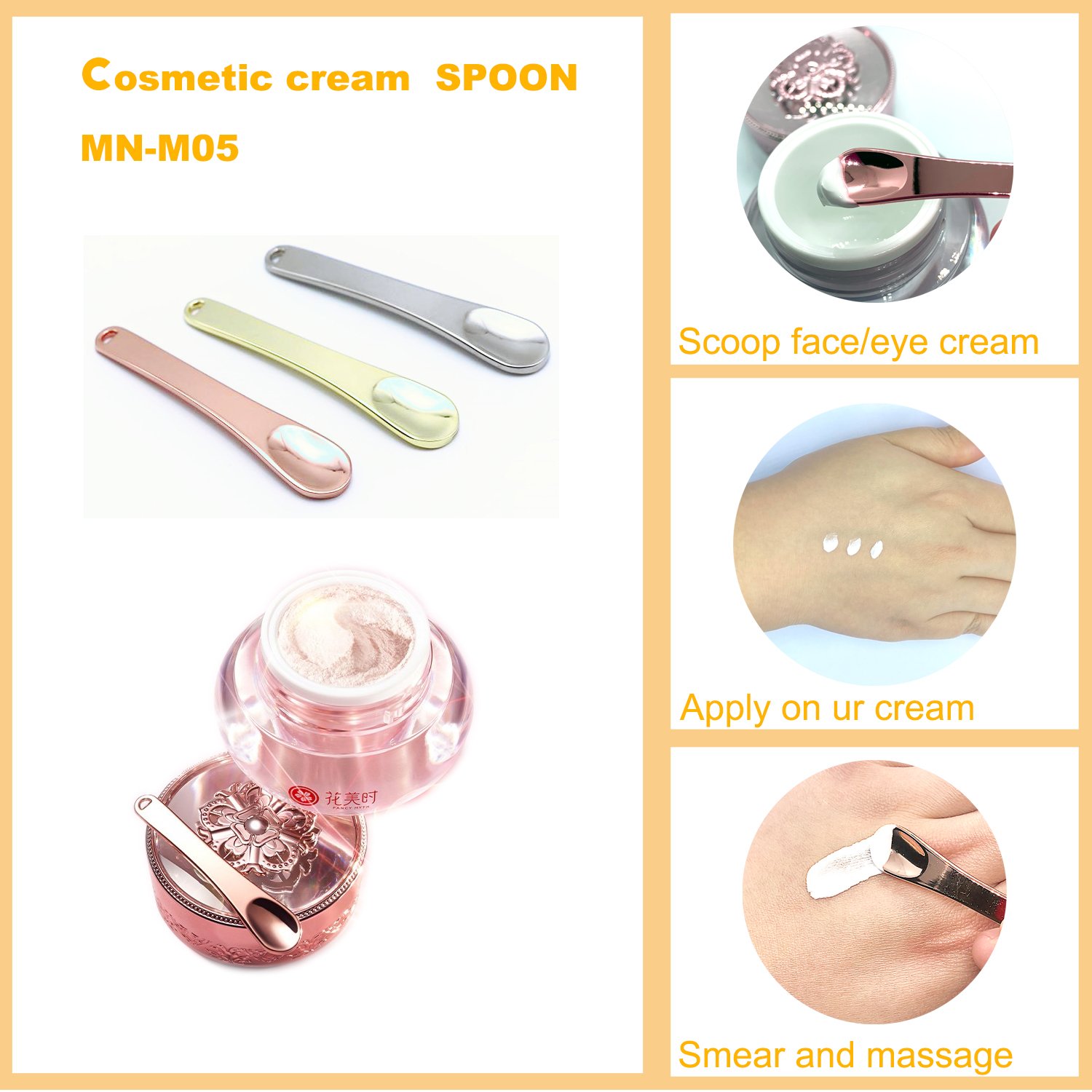 Nice-looking Newest Fashion Economic cosmetic spatula spoon stick Face lift massager Pearl spoon for face cream