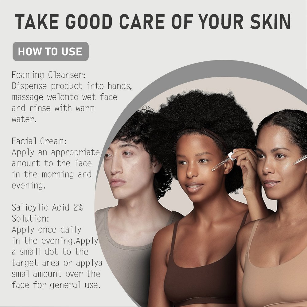 3 Step Acne Skin Care Set Foaming Cream Cleanser Salicylic Acid Serum Moisturizing Lotion Skin Care Routine