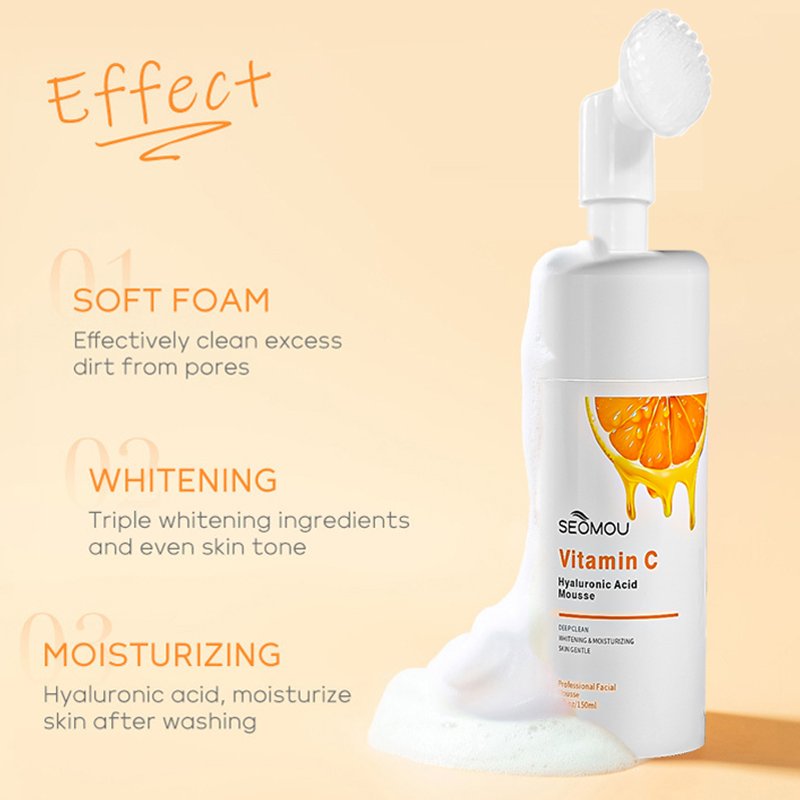 SEOMOU Cleanser acid Hyaluronic Acid Cleansing Foam Mousse Face wash VITAMIN C remover mousse
