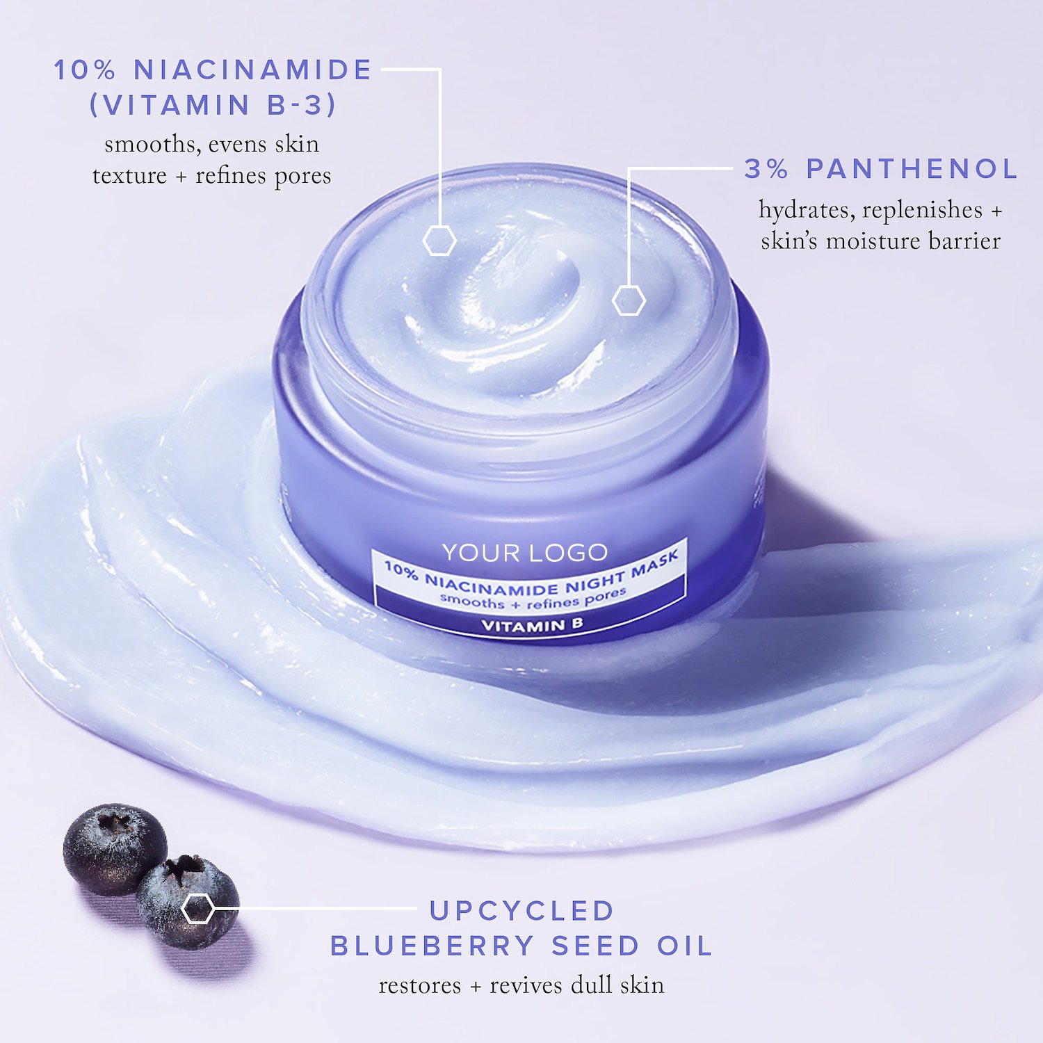 Custom Logo 10% Niacinamide Night Mask Smoothing & Refing Pores Face Sleeping Mask Cream