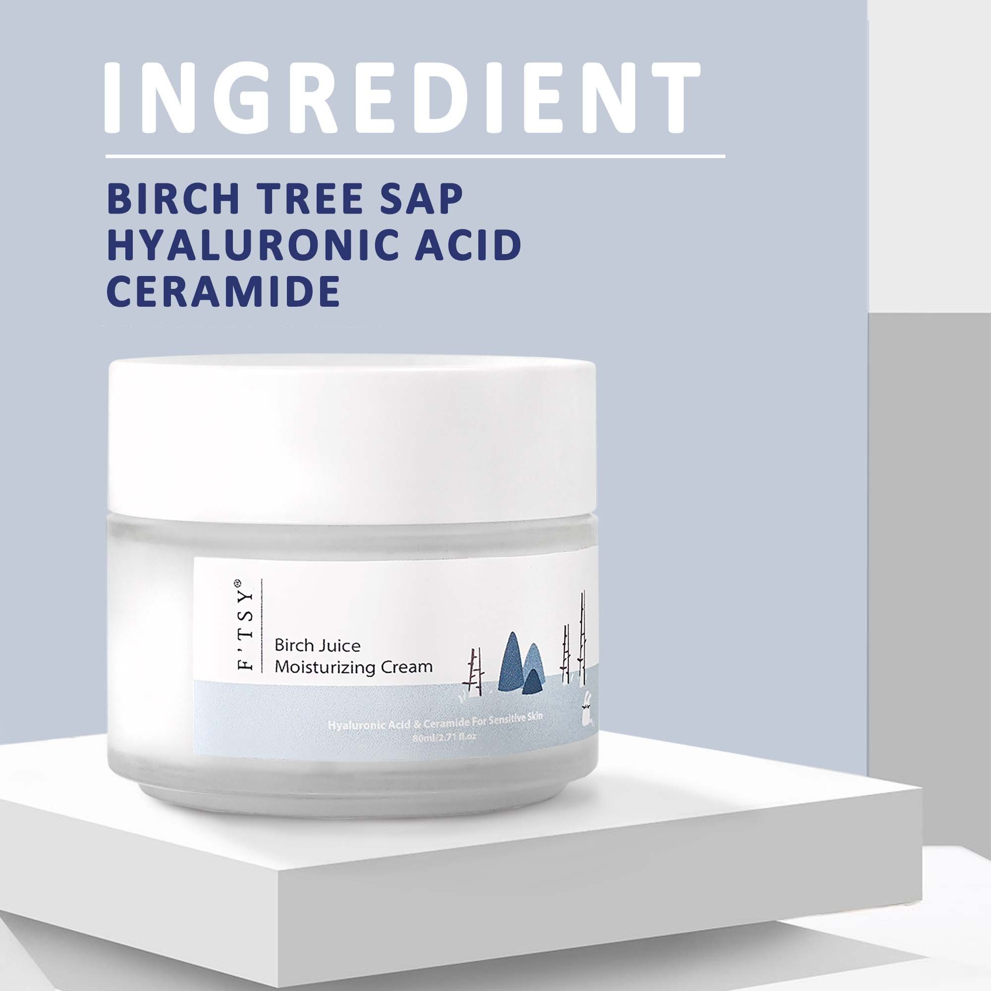 Birch Juice Hydrating Moisturizing Facial Cream Custom Korean Day And Night Ceramide Face Moisturizer Face Cream
