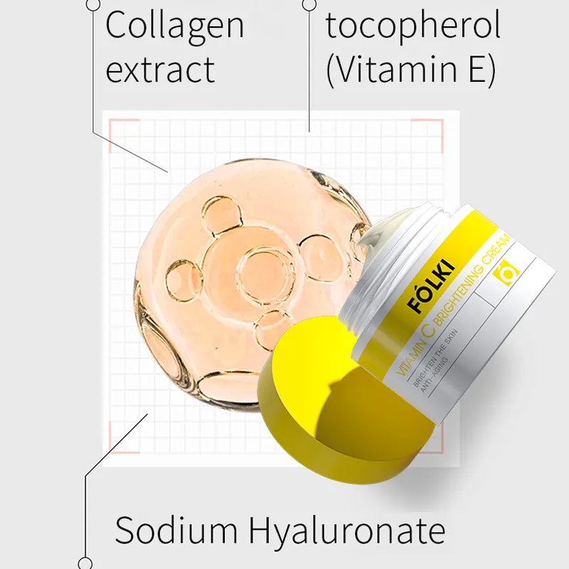 OEM customized 50g Per Bottle anti-aging brighten the skin antiwrinkle vitamin c cream for Women face care