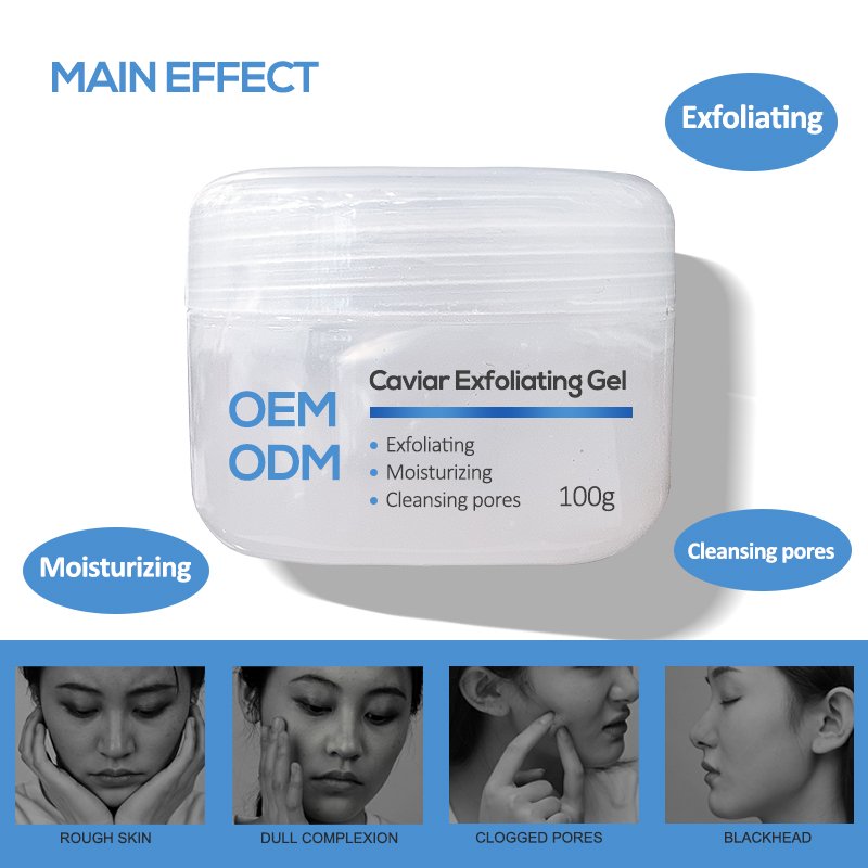 Private Label Organic Green Tea Facial Exfoliator Scrub Cream Beauty Skin Care Face Cleaning Whitening Caviar Exfoliating Gel