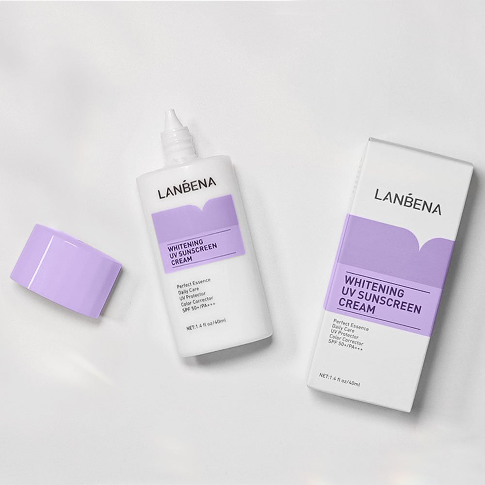 LANBENA Whitening Brightening UV Sunscreen Cream Natural Moisturizing SPF 50 Sunblock Purple Adults Female MSDS 3 Years 10000