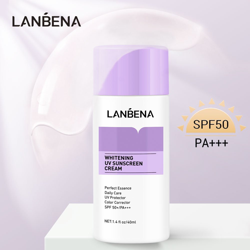 LANBENA Whitening Brightening UV Sunscreen Cream Natural Moisturizing SPF 50 Sunblock Purple Adults Female MSDS 3 Years 10000