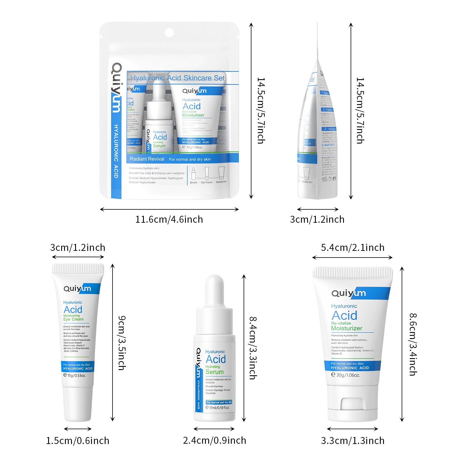 Private Label Organic Moisturizing Reduce Fine Lines Brighten Skin Tone Face Care Essential Face Eye Cream 3Pcs Skin Care Set
